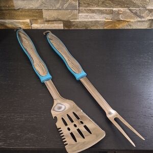 CUISINART Stainless Steel BBQ Tool Set with Teal Handles